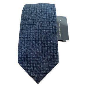 LUCA D'ALTIERI Blue Geometric Wool & Cotton Tie Made In Italy 60"-2".3/4 NWT